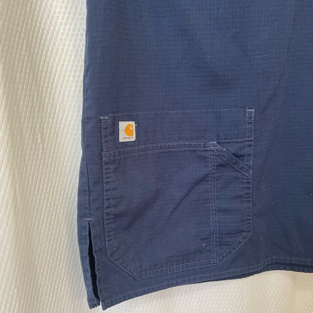 Carhartt Navy Blue V Neck Pocket Ripstop Yoke Scrub Top Size Small - Picture 6 of 9